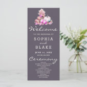 Pink & White Pumpkins Fall Gray Wedding Program (Stehend Vorderseite)