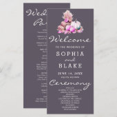 Pink & White Pumpkins Fall Gray Wedding Program (Vorne/Hinten)