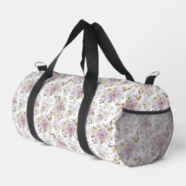 Pink White Purple Watercolor Wildflower Duffle Bag