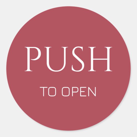 Pink White Push to Open Door Sign Runder Aufkleber (Vorderseite)