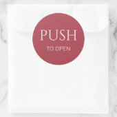 Pink White Push to Open Door Sign Runder Aufkleber (Tasche)