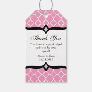 Pink White Quatrefoil Wedding Danke Tags Geschenkanhänger