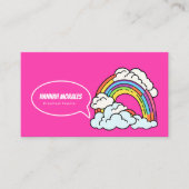 Pink White Rainbow Illustrative Preschool-Lehrer Visitenkarte (Vorderseite)