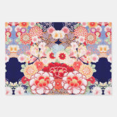 PINK WHITE RED BLUME Peony, Rose Japanisches Blume Geschenkpapier Set (Vorderseite)
