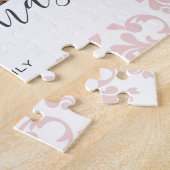 Pink White Rokoko Frohe Weihnachts-Script-Foto Puzzle (Seite)