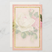 Pink & White Rose Bouquet Stationery Briefpapier (Vorne/Hinten)
