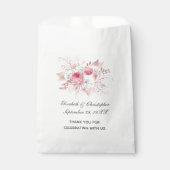 Pink White Rose Gold Floral Trendy Wedding Geschenktütchen (Vorderseite)