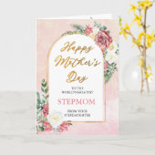 Pink White Roses Orchid Happy Mother Day Stepama Karte (Gelbe Blume)