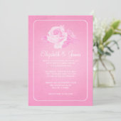Pink White Rustic Floral/Flower Wedding Einladung (Stehend Vorderseite)