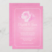Pink White Rustic Floral/Flower Wedding Einladung (Vorne/Hinten)