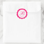 Pink White Scalloped Circle Monogram Vielen Dank Runder Aufkleber (Tasche)