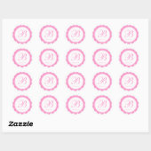 Pink White Scalloped Circle Monogram Vielen Dank Runder Aufkleber (Blatt)