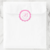 Pink White Scalloped Circle Monogram Vielen Dank Runder Aufkleber (Tasche)