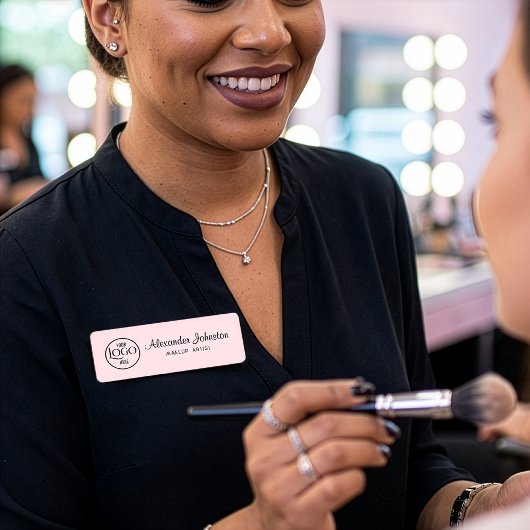 Pink & White Script Makeup Personalize Namensschild