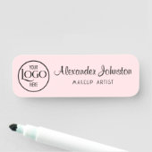 Pink & White Script Makeup Personalize Namensschild (Beispiel)