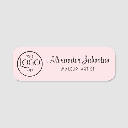 Pink & White Script Makeup Personalize Namensschild (Vorderseite)