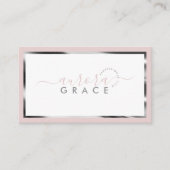 Pink & White Silver Chic Visitenkarte (Vorderseite)