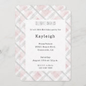 Pink White Silver Glitzer Squares Geburtstag Einladung (Vorne/Hinten)