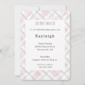 Pink White Silver Glitzer Squares Geburtstag Einladung (Vorderseite)