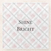 Pink White Silver Glitzer Squares Glasuntersetzer (Vorderseite)