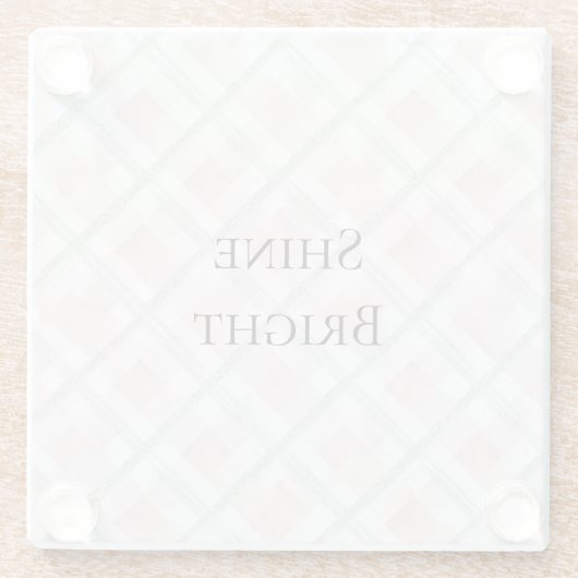 Pink White Silver Glitzer Squares Glasuntersetzer (Rückseite)