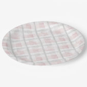 Pink White Silver Glitzer Squares Wedding Pappteller (Schrägansicht)