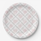Pink White Silver Glitzer Squares Wedding Pappteller (Vorderseite)