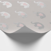 Pink White Silver Princess Elephant New Baby Geschenkpapier (Ecke)