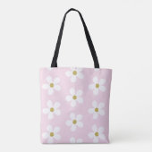 Pink White Simple Daisy Gold Monogram Tasche (Rückseite)