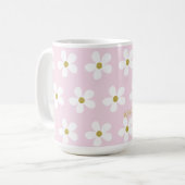 Pink White Simple Daisy Gold Personal Kaffeetasse (Vorderseite Links)