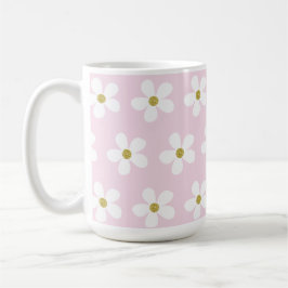 Pink White Simple Daisy Gold Personal Kaffeetasse