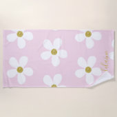 Pink White Simple Daisy Gold Personal Strandtuch (Vorderseite)
