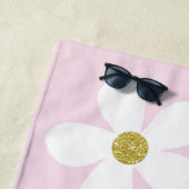 Pink White Simple Daisy Gold Personal Strandtuch (Beispiel)