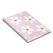 Pink White Simple Daisy Pattern Gold School Notizblock (Rechte Seite)