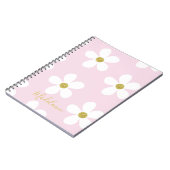 Pink White Simple Daisy Pattern Gold School Notizblock (Linke Seite)