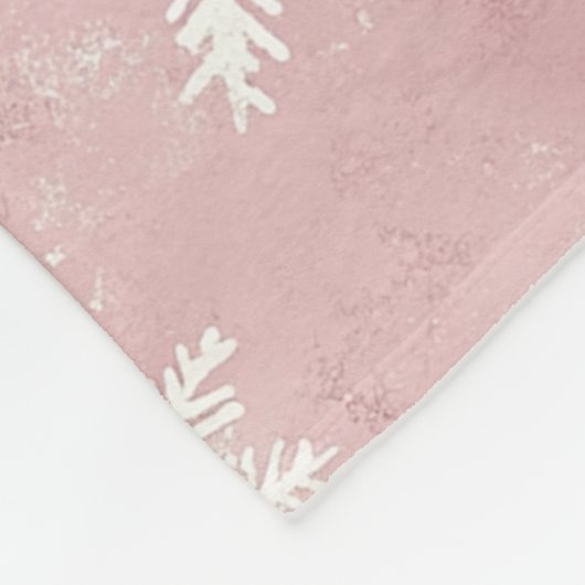 Pink White Snowflakes Christmas Fleecedecke (Ecke)