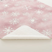 Pink White Snowflakes Christmas Sherpadecke (3/4)