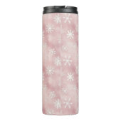 Pink White Snowflakes Christmas Thermosbecher (Rückseite)