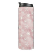 Pink White Snowflakes Christmas Thermosbecher (Nach rechts gedreht)