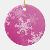 Pink White Snowflakes Minimalistischer Weihnachtsn Keramik Ornament (Hinten)