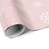 Pink White Snowflakes Pattern Christmas Holiday Geschenkpapier (Rolleneckpunkt)