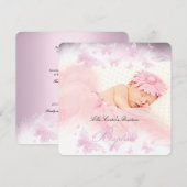 Pink White Sparkle Butterfly Taufe Christening Einladung (Vorne/Hinten)