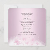 Pink White Sparkle Butterfly Taufe Christening Einladung (Rückseite)