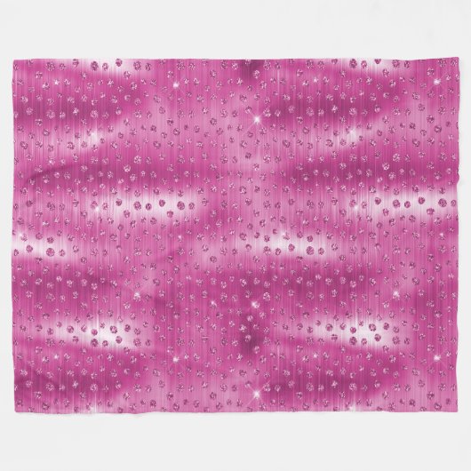 Pink White Sparkle Cheetah Print Fleecedecke (Vorderseite (Horizontal))