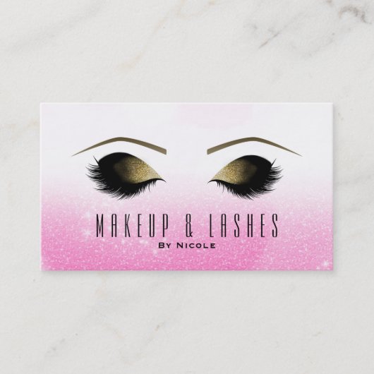 Pink White Sparkle Makeup Eyelashes Beauty Wellnes Visitenkarte (Vorderseite)