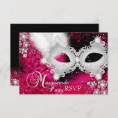 Pink White Sparkle Masquerade Party UAWG RSVP Karte (Vorne/Hinten)