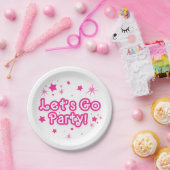 Pink & White Sparkle Stars Lass uns Geburtstag Par Pappteller (Party)