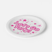 Pink & White Sparkle Stars Lass uns Geburtstag Par Pappteller (Schrägansicht)