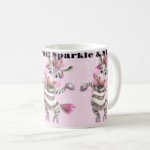 Pink White Sparkle & Strut Zebra Kaffeetasse (VorderseiteRechts)