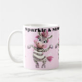 Pink White Sparkle & Strut Zebra Kaffeetasse (Links)